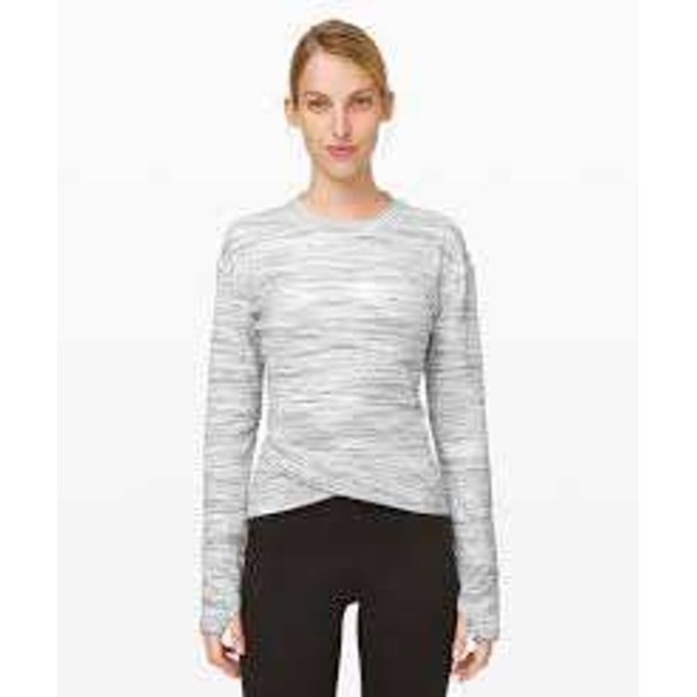 Lululemon Wrap Grey Top Long Sleeve Athleisure Thumbholes Layering Active Yoga